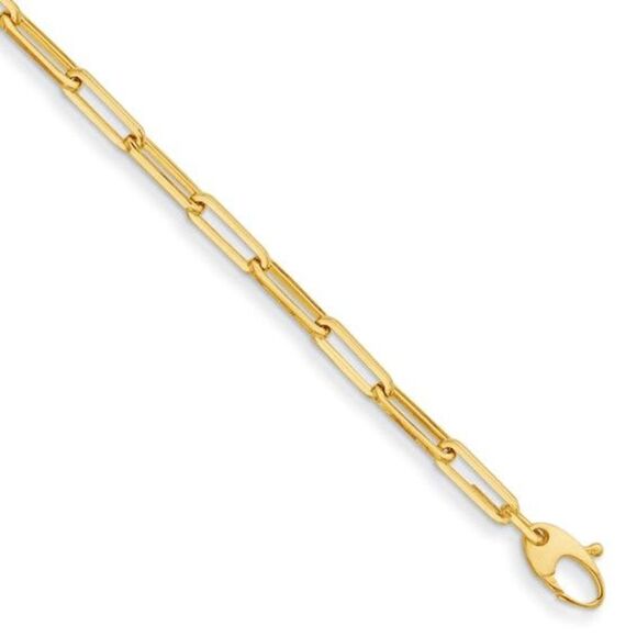14k Italian Gold Paperclip Link Bracelet, by HERCO. 7.5 inches long and 4mm wide - Picture 2 of 5